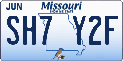 MO license plate SH7Y2F