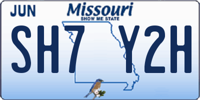MO license plate SH7Y2H