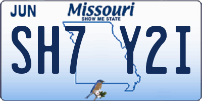 MO license plate SH7Y2I