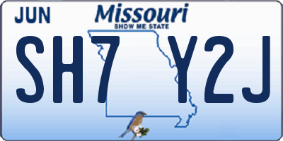 MO license plate SH7Y2J