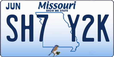 MO license plate SH7Y2K