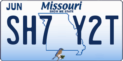 MO license plate SH7Y2T