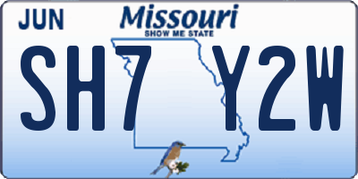 MO license plate SH7Y2W