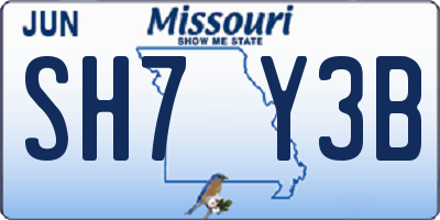 MO license plate SH7Y3B