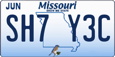 MO license plate SH7Y3C
