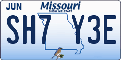 MO license plate SH7Y3E