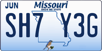 MO license plate SH7Y3G