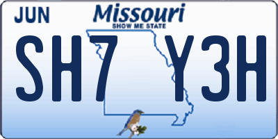 MO license plate SH7Y3H