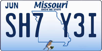 MO license plate SH7Y3I