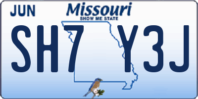 MO license plate SH7Y3J