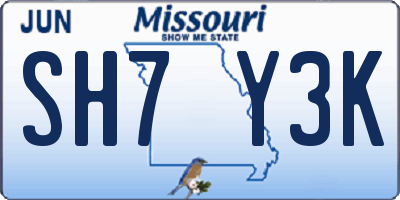 MO license plate SH7Y3K
