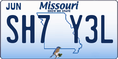 MO license plate SH7Y3L