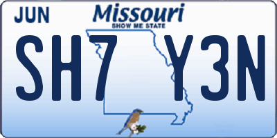MO license plate SH7Y3N