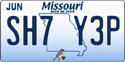 MO license plate SH7Y3P