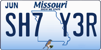 MO license plate SH7Y3R