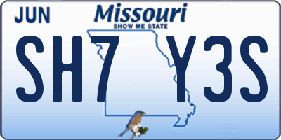 MO license plate SH7Y3S