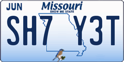 MO license plate SH7Y3T