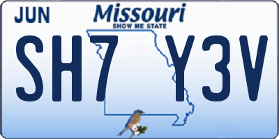 MO license plate SH7Y3V