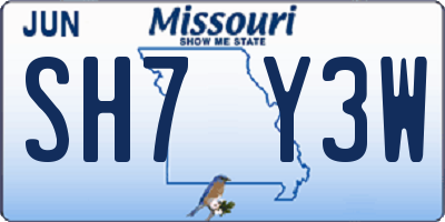 MO license plate SH7Y3W