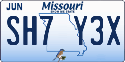 MO license plate SH7Y3X