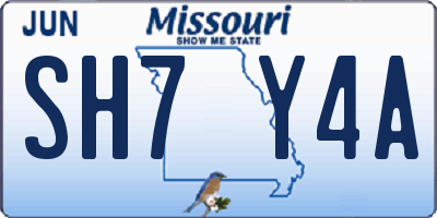 MO license plate SH7Y4A