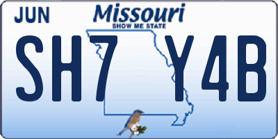 MO license plate SH7Y4B
