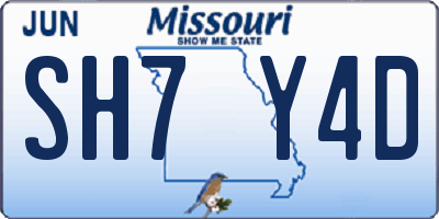 MO license plate SH7Y4D