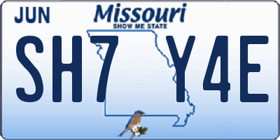 MO license plate SH7Y4E
