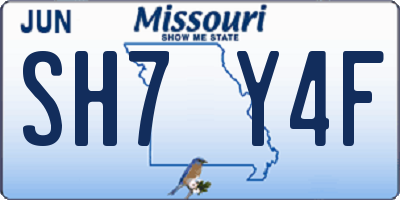 MO license plate SH7Y4F