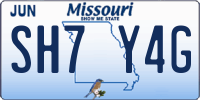 MO license plate SH7Y4G