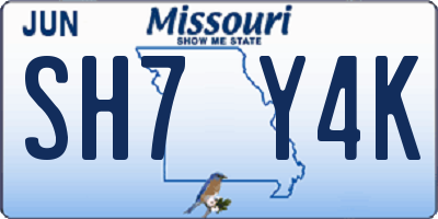 MO license plate SH7Y4K