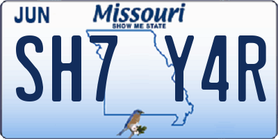 MO license plate SH7Y4R