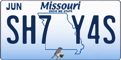 MO license plate SH7Y4S