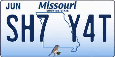 MO license plate SH7Y4T