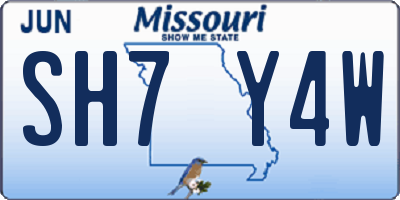 MO license plate SH7Y4W
