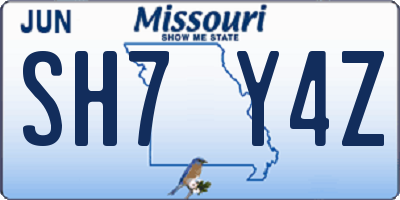 MO license plate SH7Y4Z