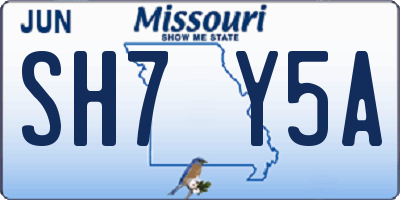 MO license plate SH7Y5A