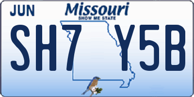 MO license plate SH7Y5B