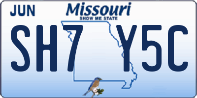 MO license plate SH7Y5C