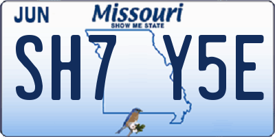 MO license plate SH7Y5E