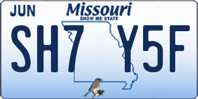 MO license plate SH7Y5F