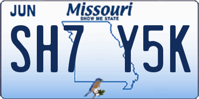 MO license plate SH7Y5K