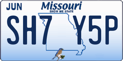 MO license plate SH7Y5P