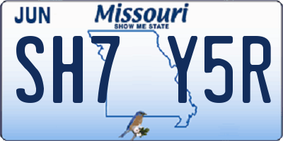 MO license plate SH7Y5R