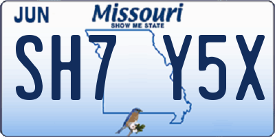 MO license plate SH7Y5X