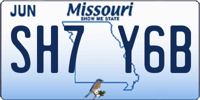 MO license plate SH7Y6B