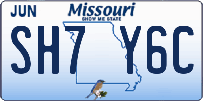 MO license plate SH7Y6C