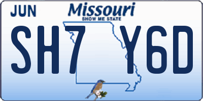 MO license plate SH7Y6D