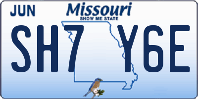 MO license plate SH7Y6E