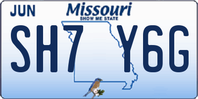 MO license plate SH7Y6G